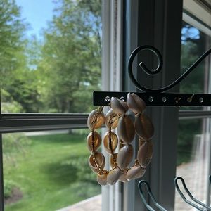 NEVER WORN BRAND NEW shell hoop earrings